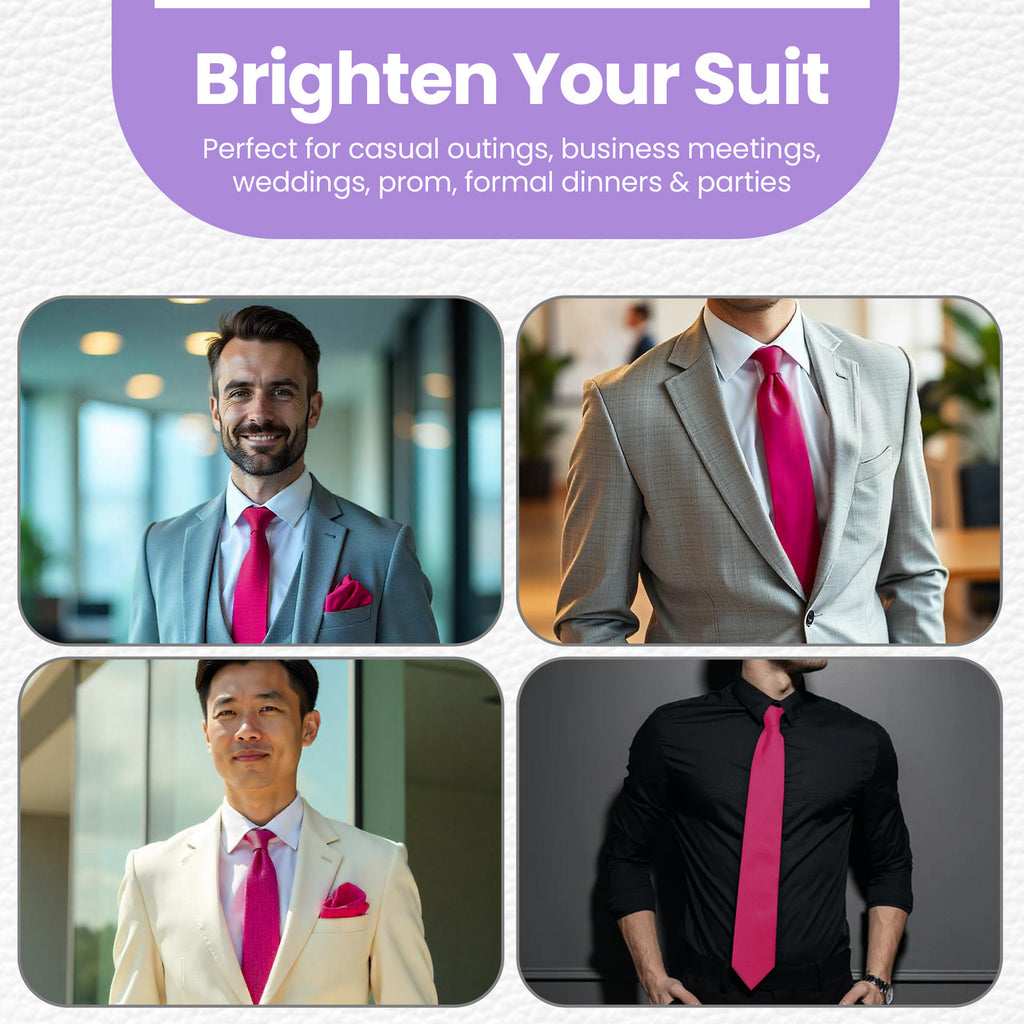 Hot Pink Tie and Handkerchief
