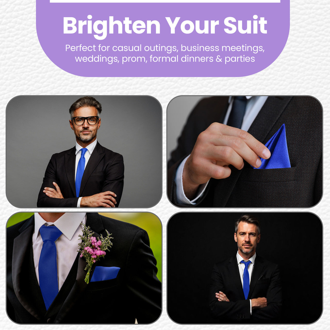 Royal Blue Tie and Handkerchief