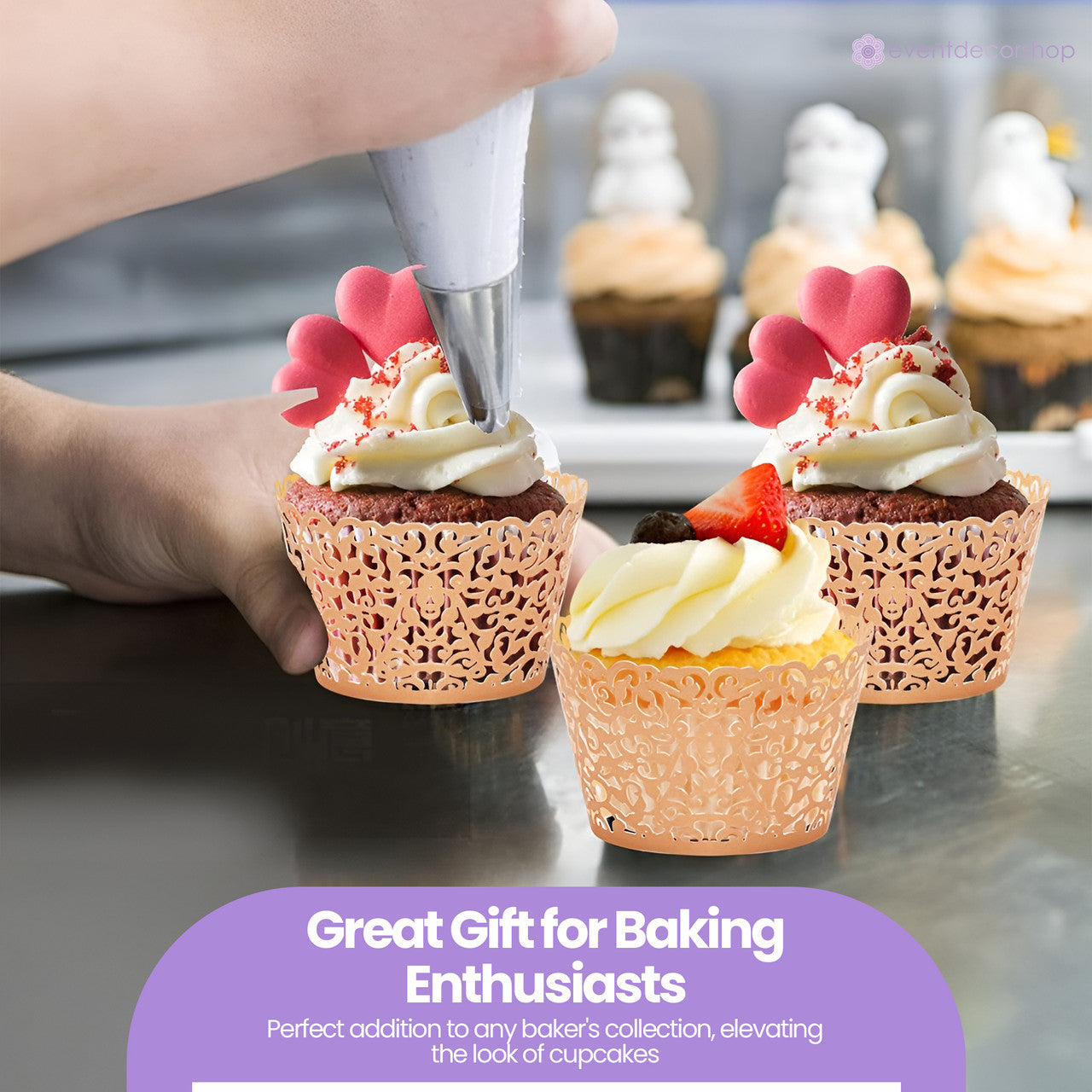 25x Laser Cut Cupcake Wrappers - Ivory