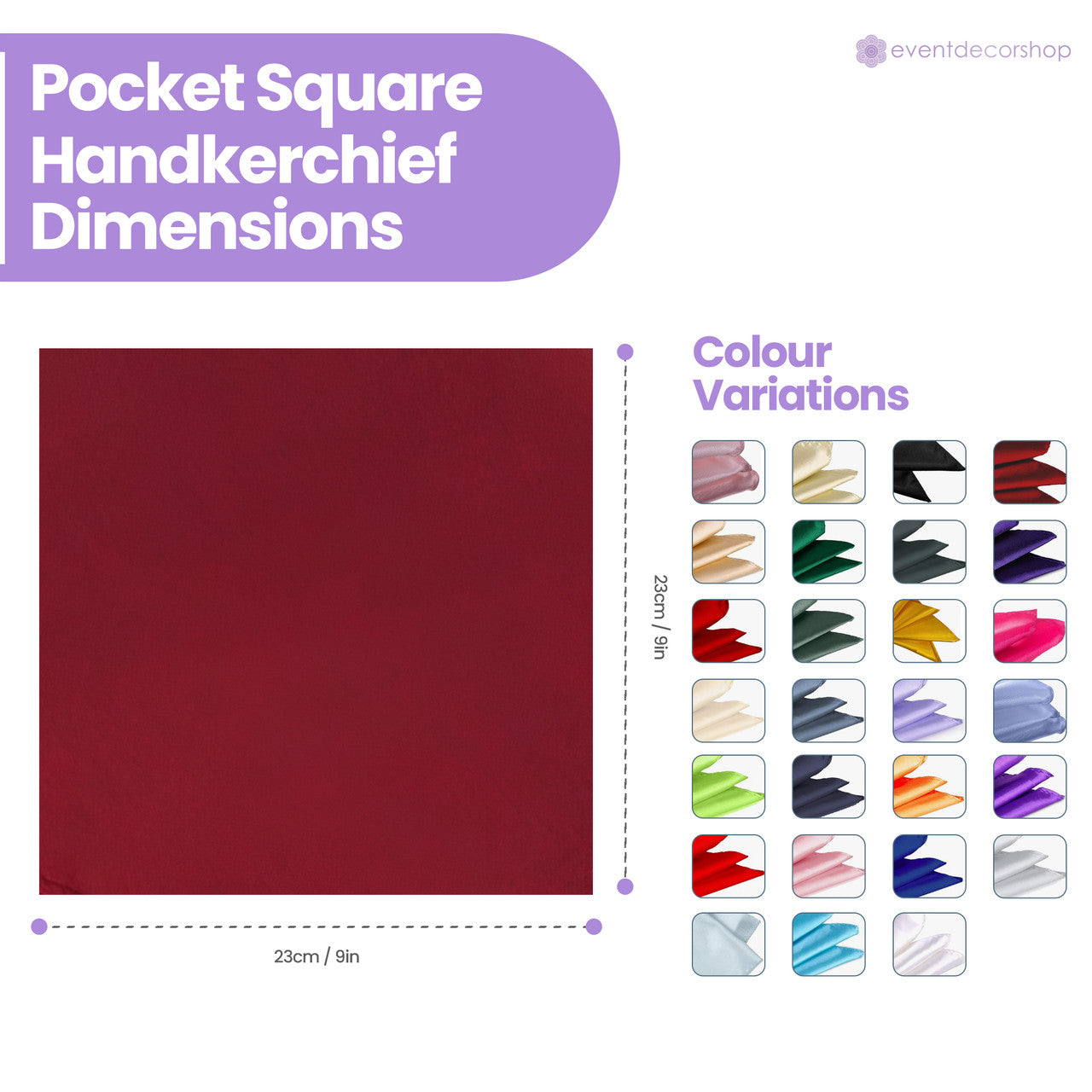 Pocket Square Handkerchief - Burgundy