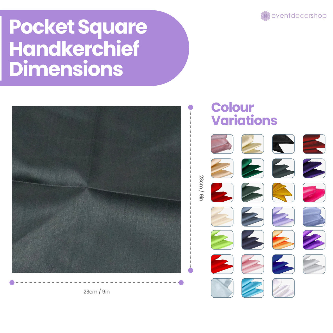 Pocket Square Handkerchief - Dark Grey