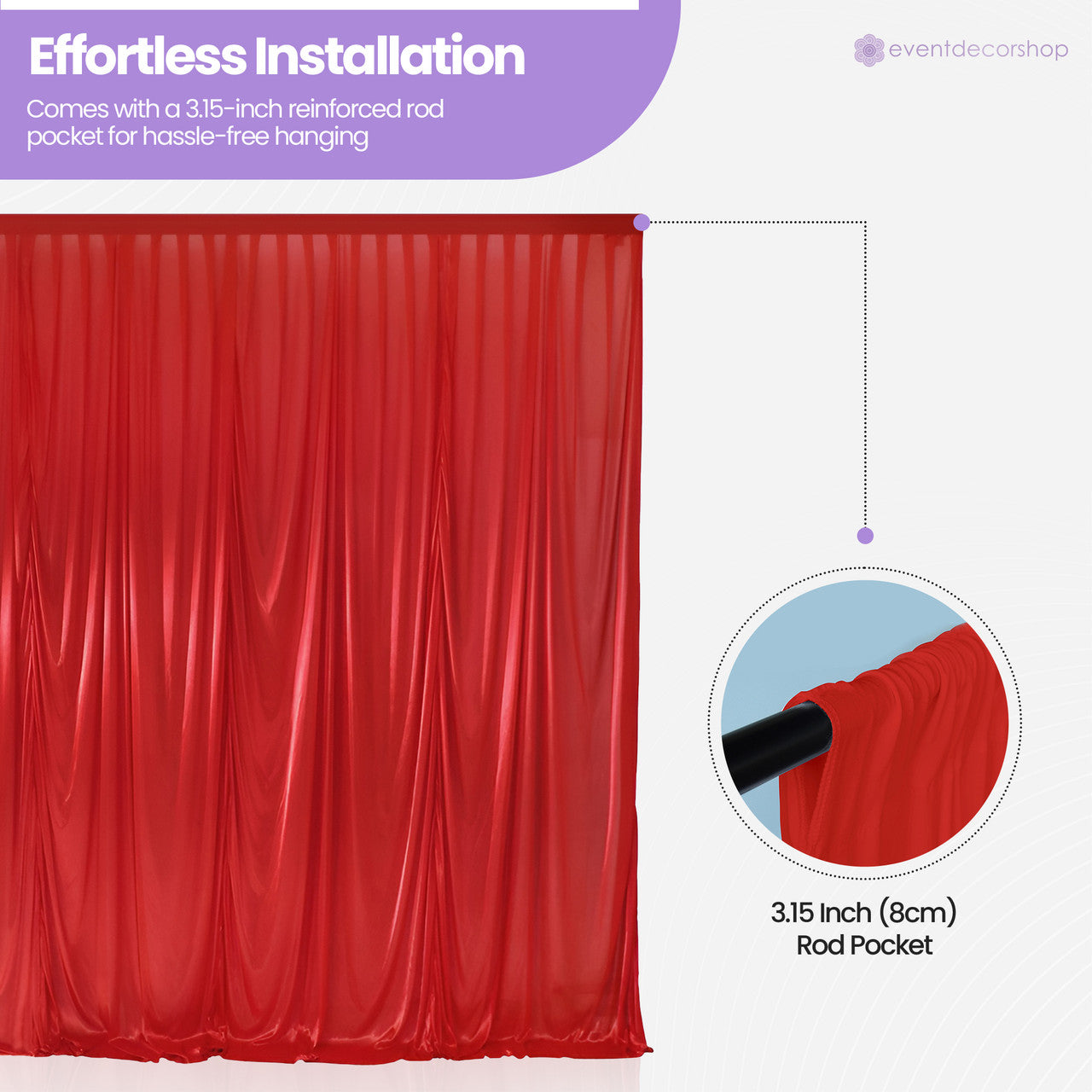 100GSM Ice Silk Photography Backdrop (No Swag) - Red