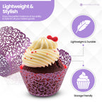 25x Laser Cut Cupcake Wrappers - Purple