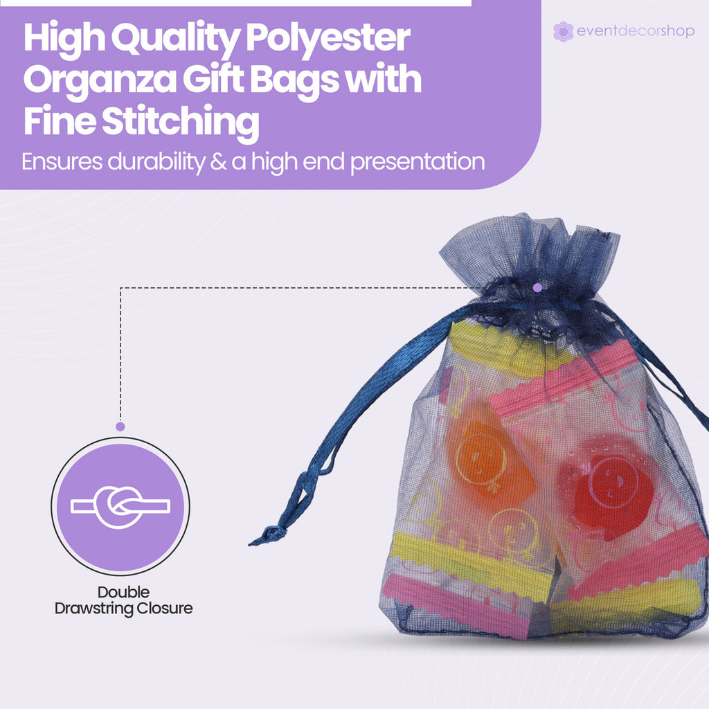 Organza Bags - 7cm x 9cm - 100pcs - Navy