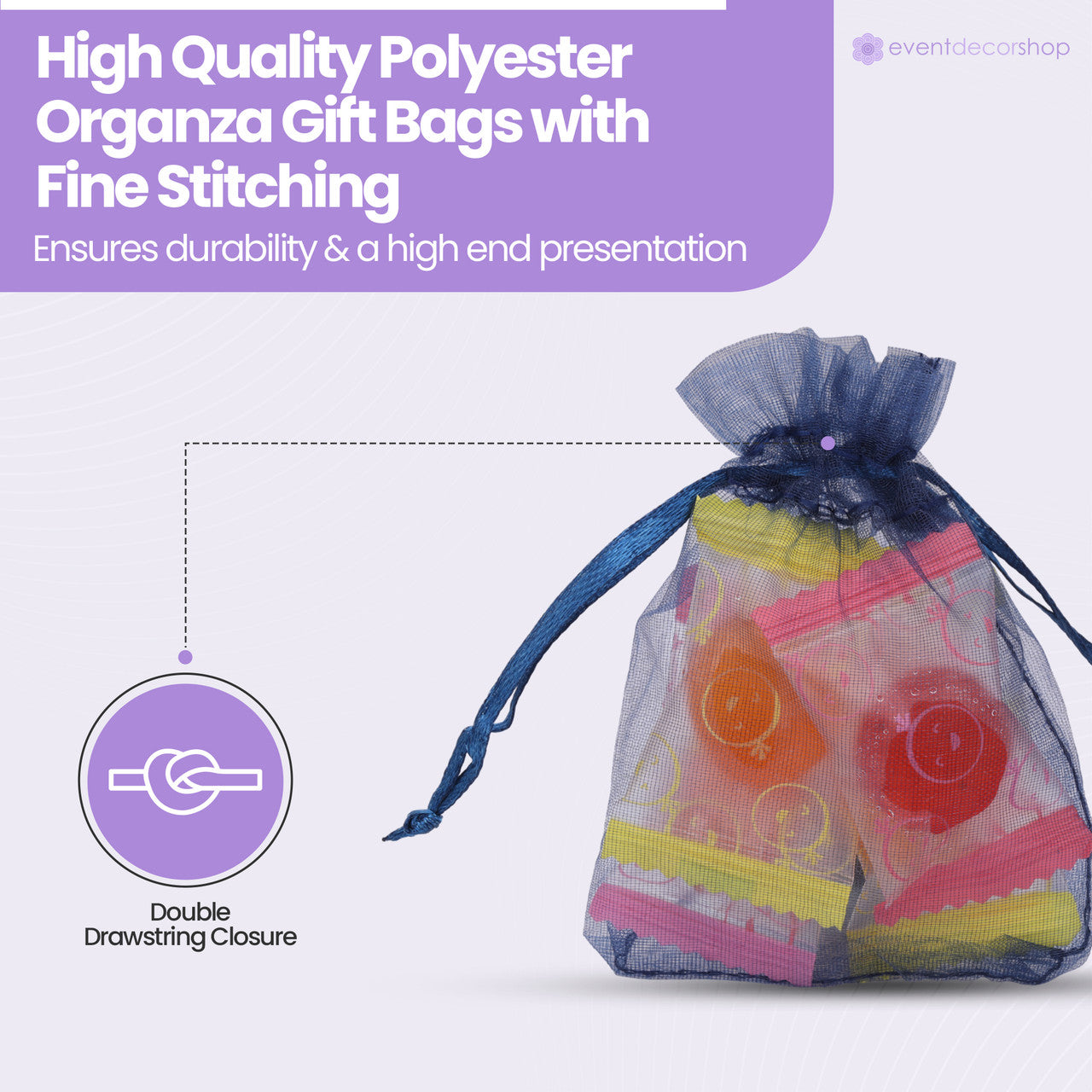 Organza Bags - 7cm x 9cm - 100pcs - Navy