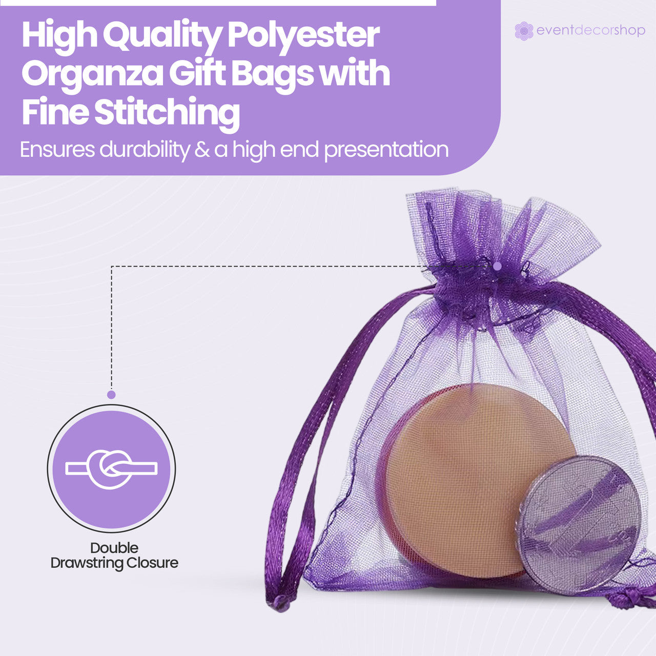Organza Bags - 7cm x 9cm - 100pcs - Purple