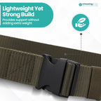 Webbing Canvas Belt with Plastic Clip Buckle - Green