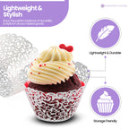 25x Laser Cut Cupcake Wrappers - White