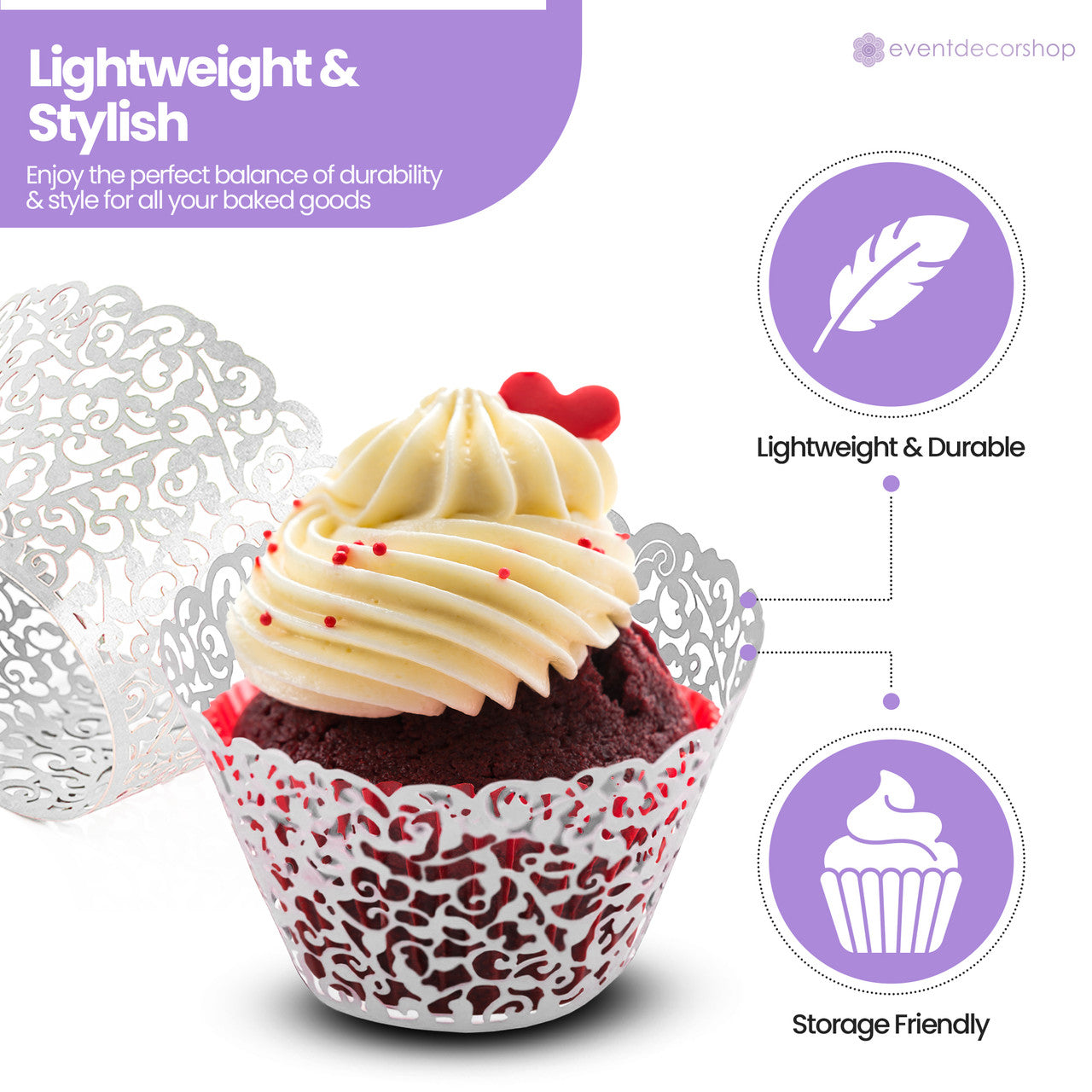25x Laser Cut Cupcake Wrappers - White