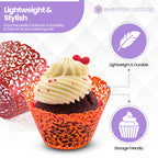 25x Laser Cut Cupcake Wrappers - Orange