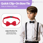 Kids Braces with Bow Tie - 25mm - Burgundy