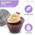 25x Laser Cut Cupcake Wrappers - Black