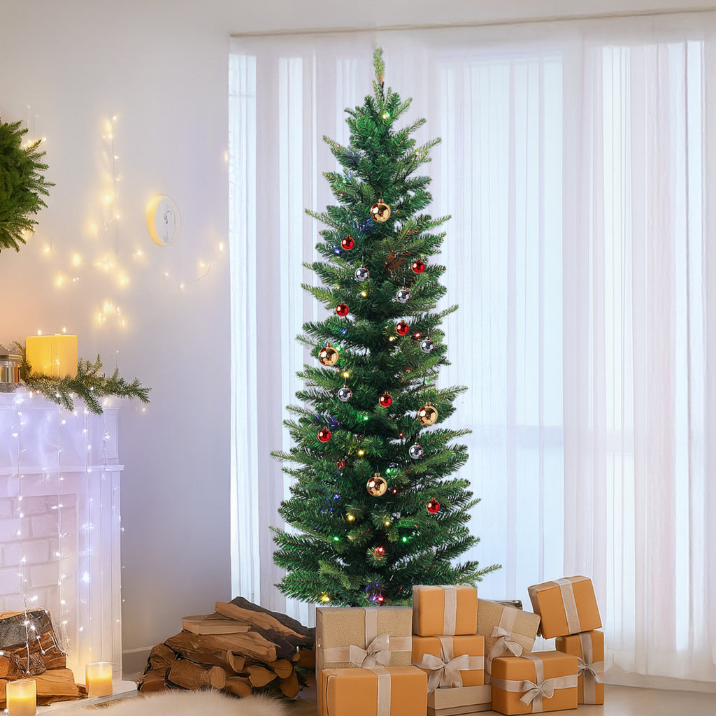 Whisper Slim Christmas Tree with Coloured Lights - 4ft/5ft/6ft