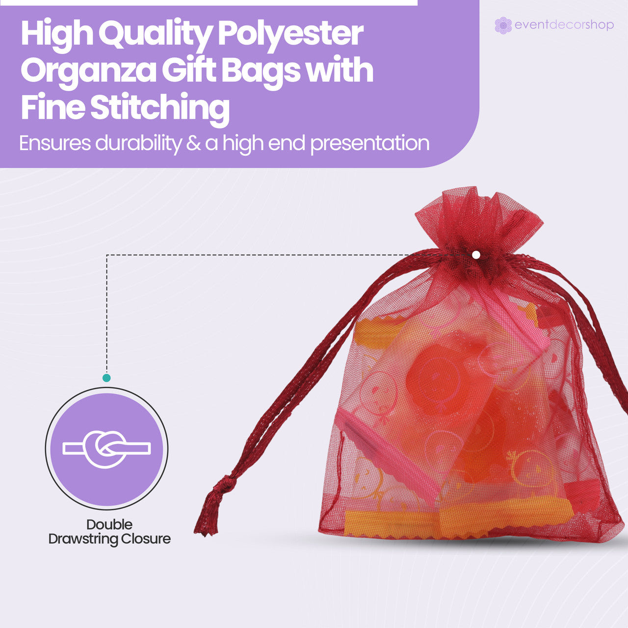 Organza Bags - 7cm x 9cm - 100pcs - Burgundy