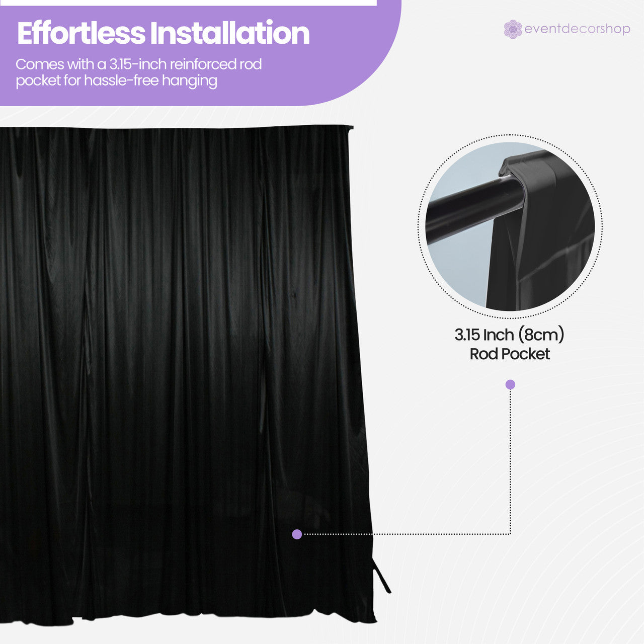 100GSM Ice Silk Photography Backdrop (No Swag) - Black