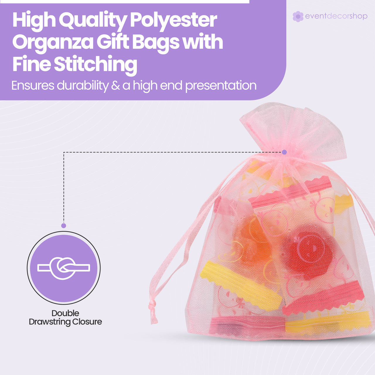 Organza Bags - 7cm x 9cm - 100pcs - Pink