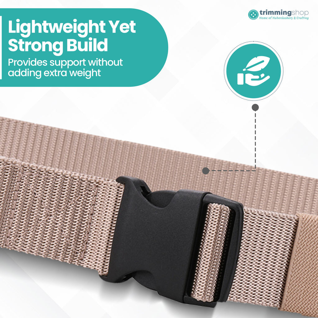 Webbing Canvas Belt with Plastic Clip Buckle - Cream