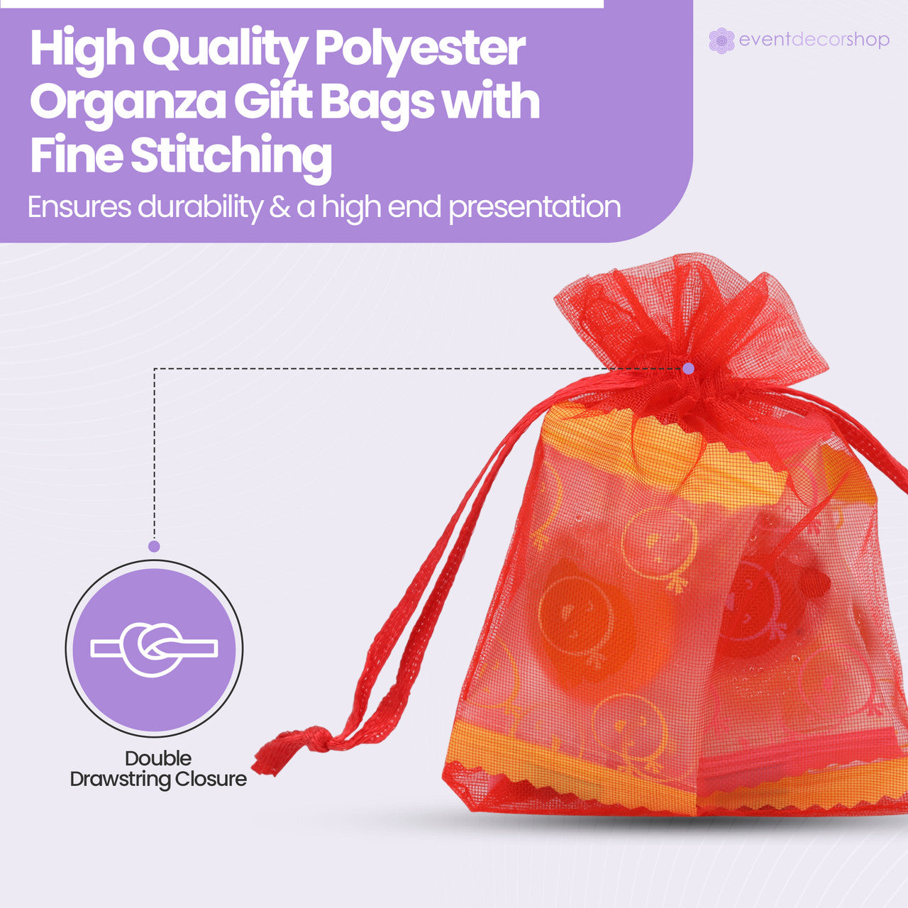 Organza Bags - 7cm x 9cm - 100pcs - Red