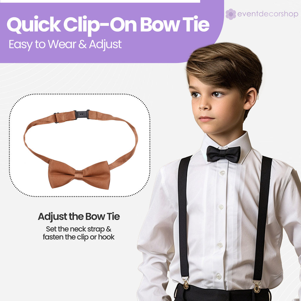 Kids Braces with Bow Tie - 25mm - Brown