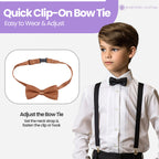 Kids Braces with Bow Tie - 25mm - Brown