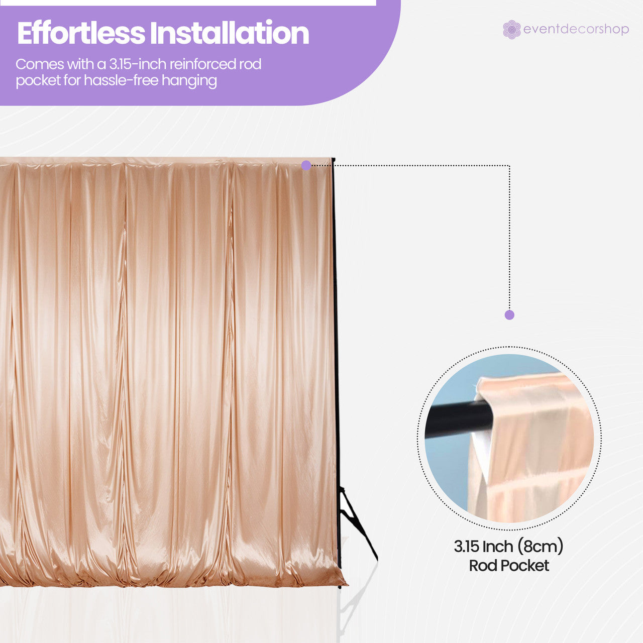 100GSM Ice Silk Photography Backdrop (No Swag) - Rose Gold