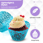 25x Laser Cut Cupcake Wrappers - Blue