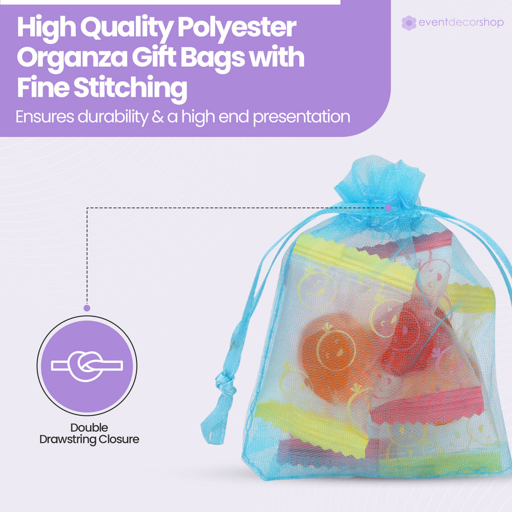 Organza Bags - 7cm x 9cm - 100pcs - Turquoise Blue