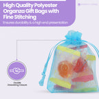 Organza Bags - 7cm x 9cm - 100pcs - Turquoise Blue