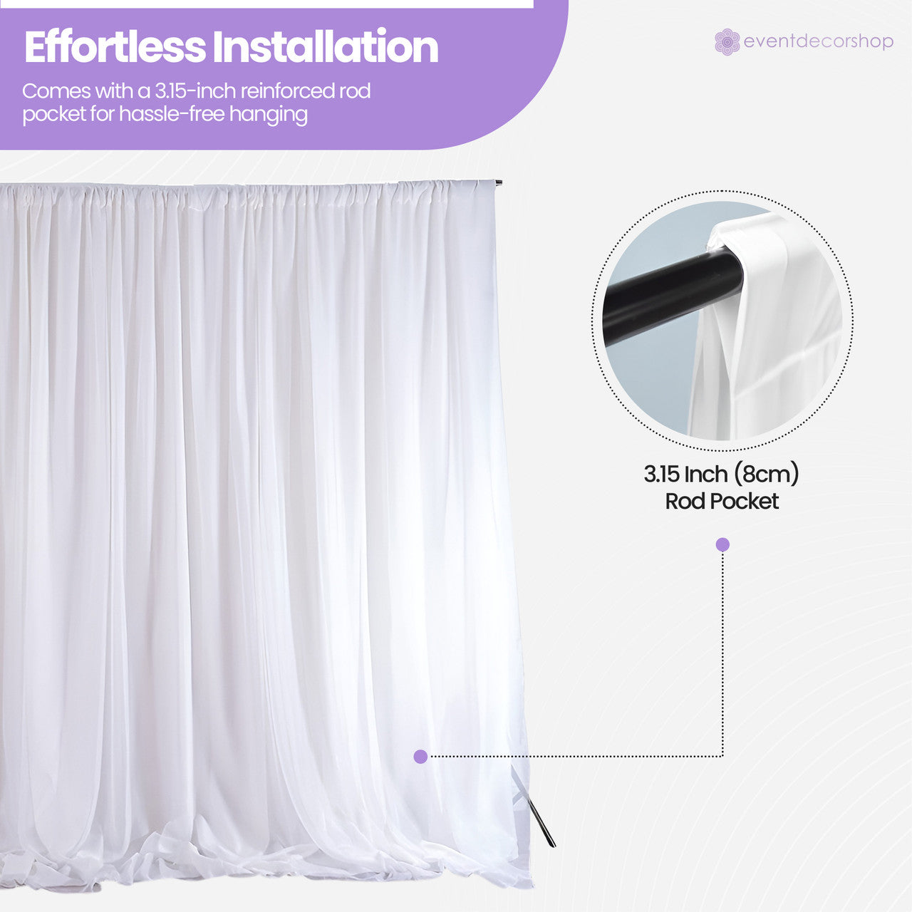 100GSM Ice Silk Photography Backdrop (No Swag) - White