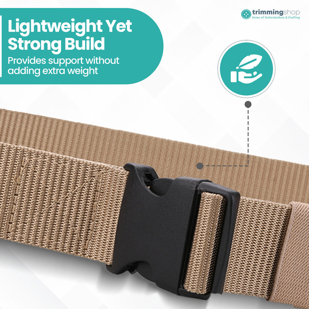 Webbing Canvas Belt with Plastic Clip Buckle - Ivory