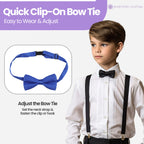 Kids Braces with Bow Tie - 25mm - Royal Blue