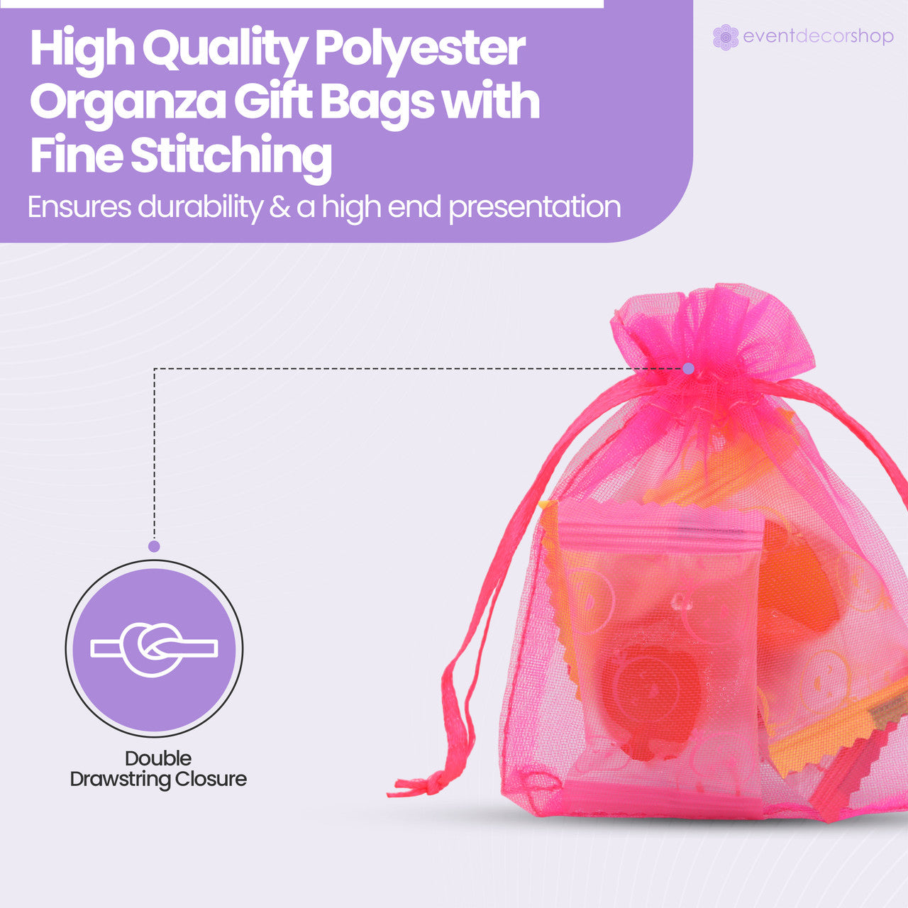 Organza Bags - 7cm x 9cm - 100pcs - Peach
