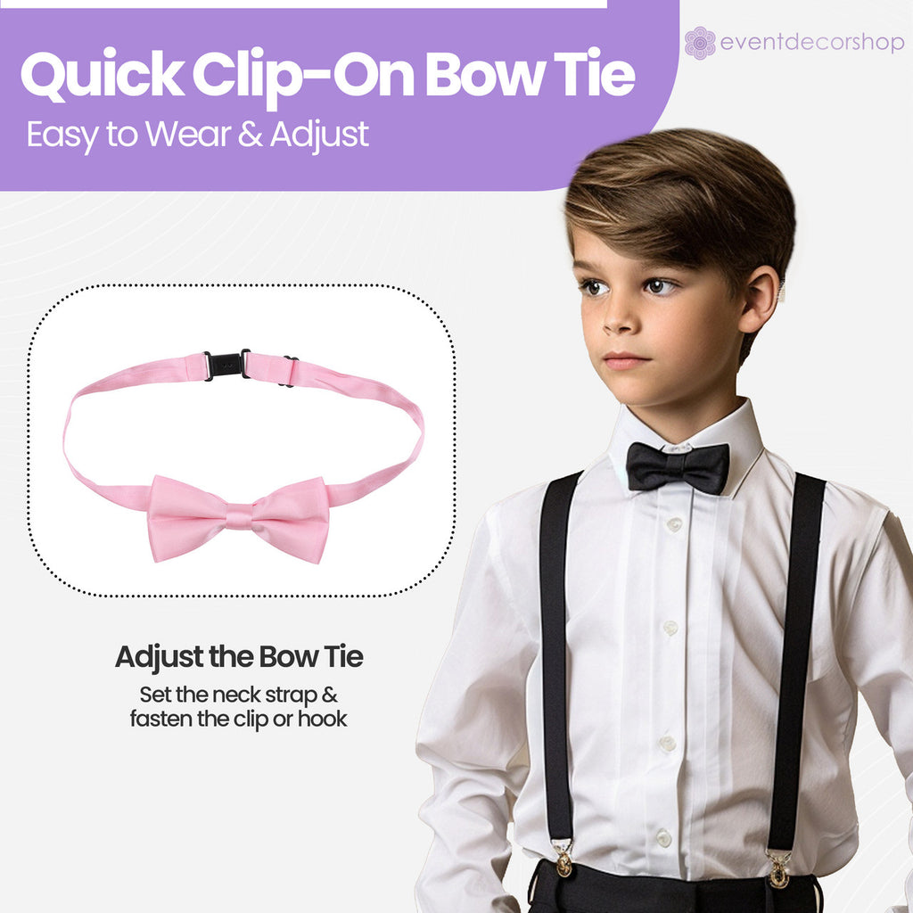 Kids Braces with Bow Tie - 25mm - Light Pink