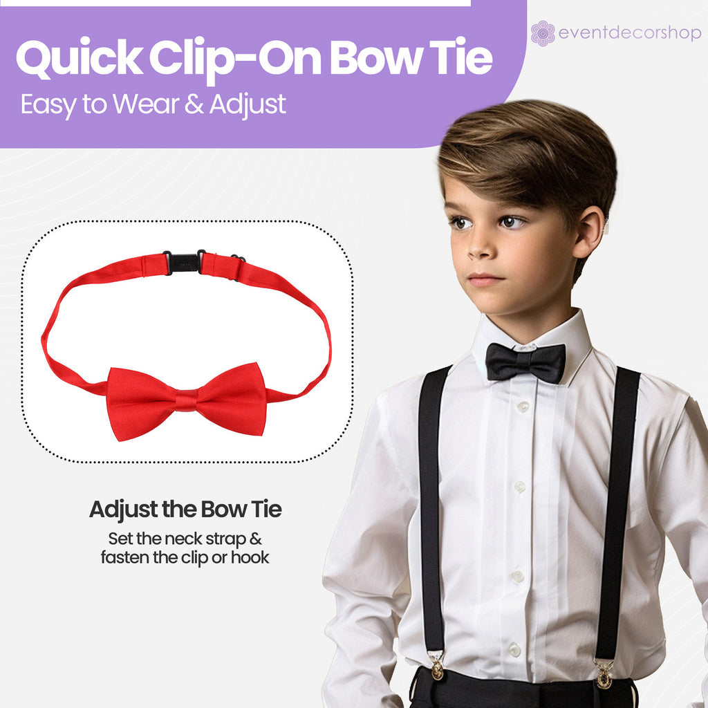 Kids Braces with Bow Tie - 25mm - Red