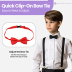 Kids Braces with Bow Tie - 25mm - Red