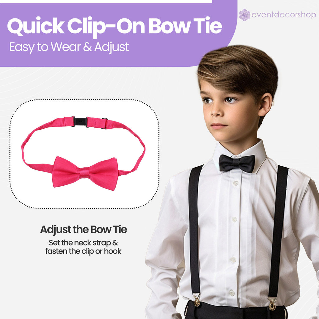 Kids Braces with Bow Tie - 25mm - Hot Pink