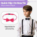 Kids Braces with Bow Tie - 25mm - Hot Pink