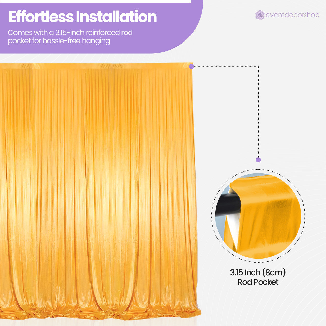 100GSM Ice Silk Photography Backdrop (No Swag) - Gold