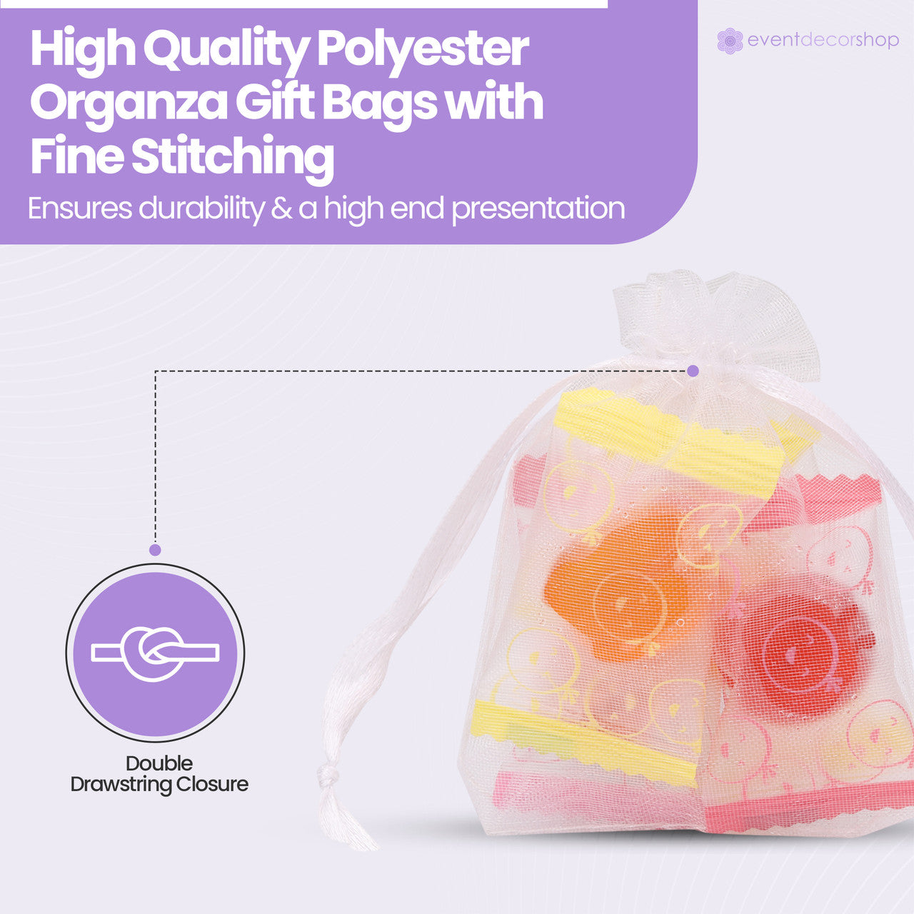 Organza Bags - 7cm x 9cm - 100pcs - White