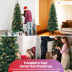 Yuletide Slim Christmas Tree with Warm White Lights - 4ft/5ft/6ft