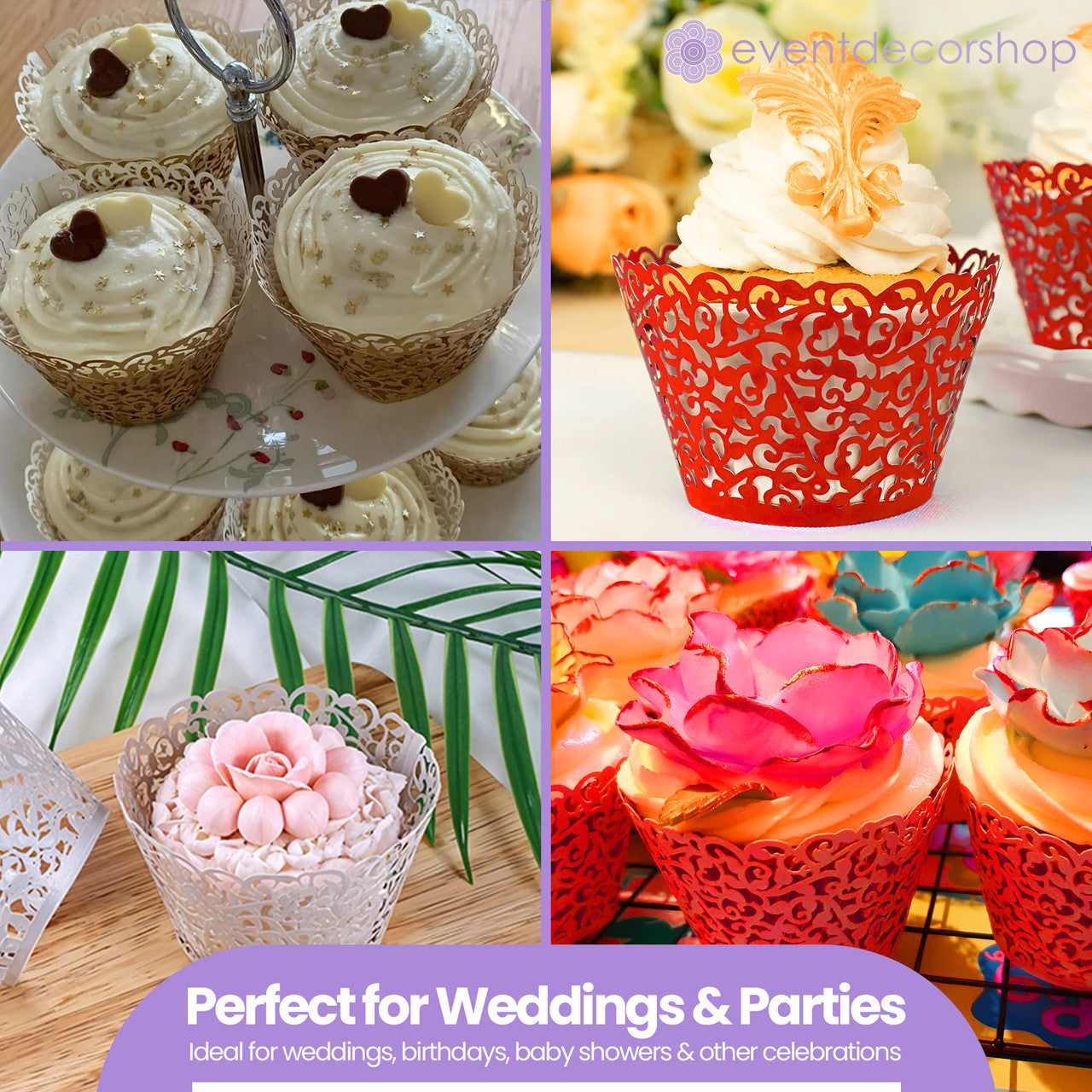25x Laser Cut Cupcake Wrappers - Orange