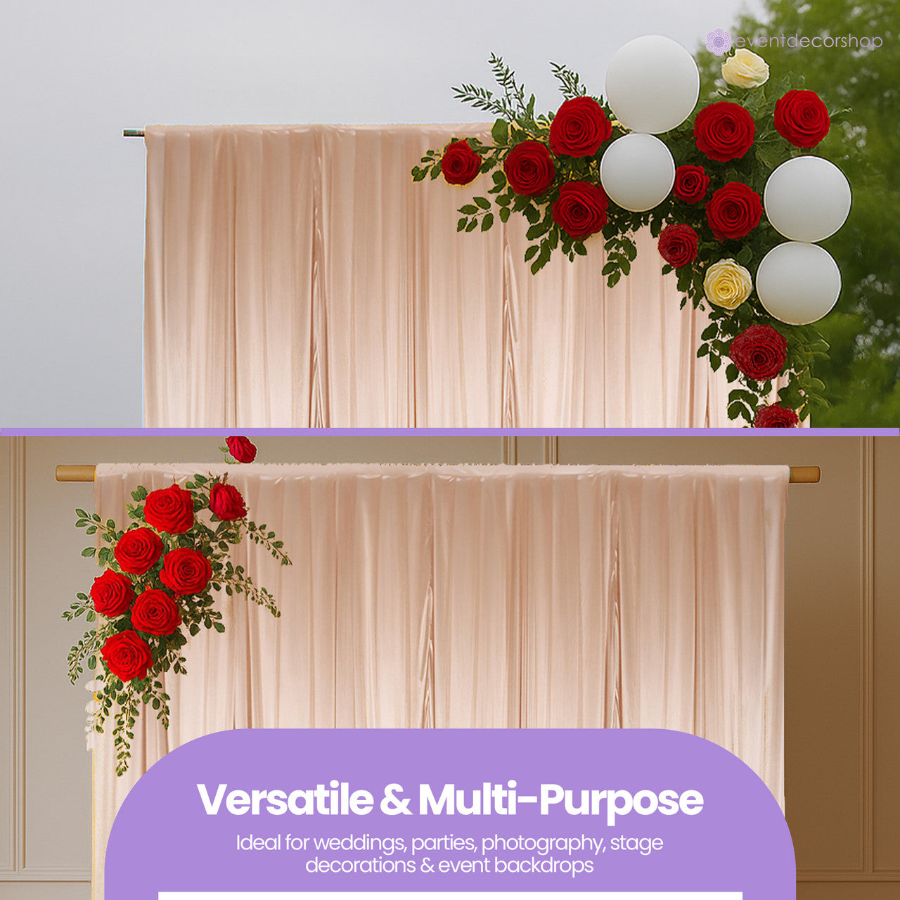 100GSM Ice Silk Photography Backdrop (No Swag) - Rose Gold