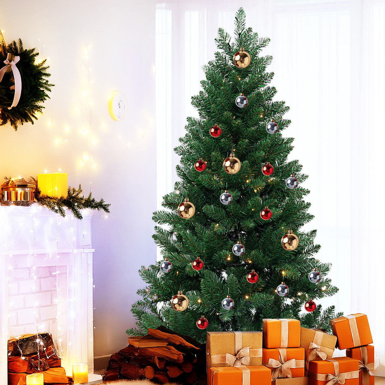 Evergreen Christmas Tree with Warm White Lights - 4ft/5ft/6ft