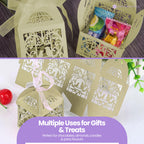 50x Laser Cut Love Heart & Doves Favours Box with Organza Ribbon - Honeydew