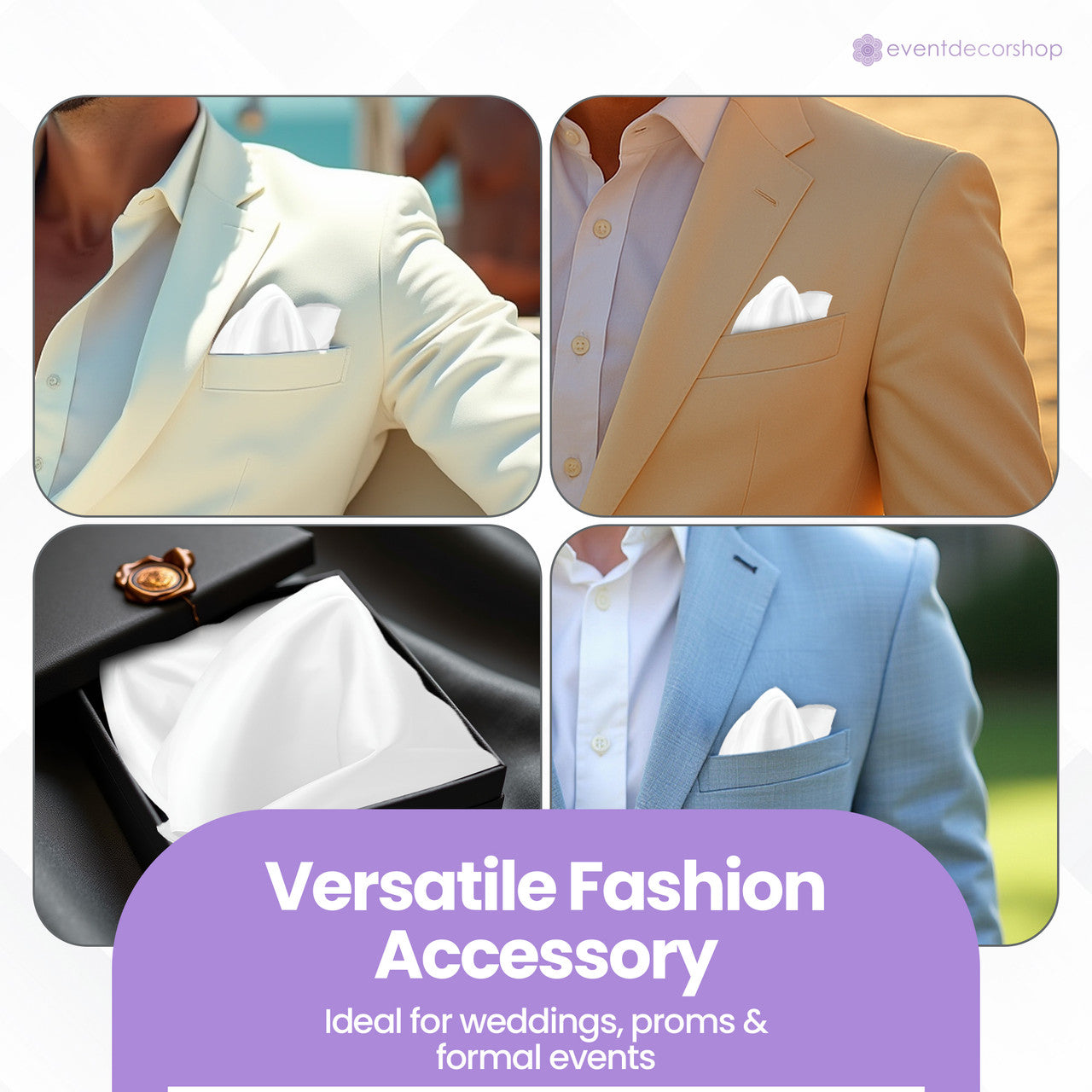 Pocket Square Handkerchief - White