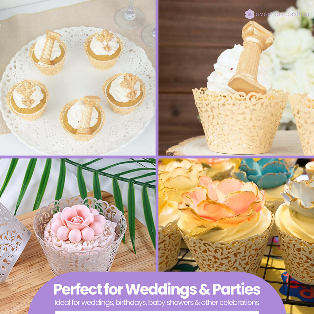 25x Laser Cut Cupcake Wrappers - Beige