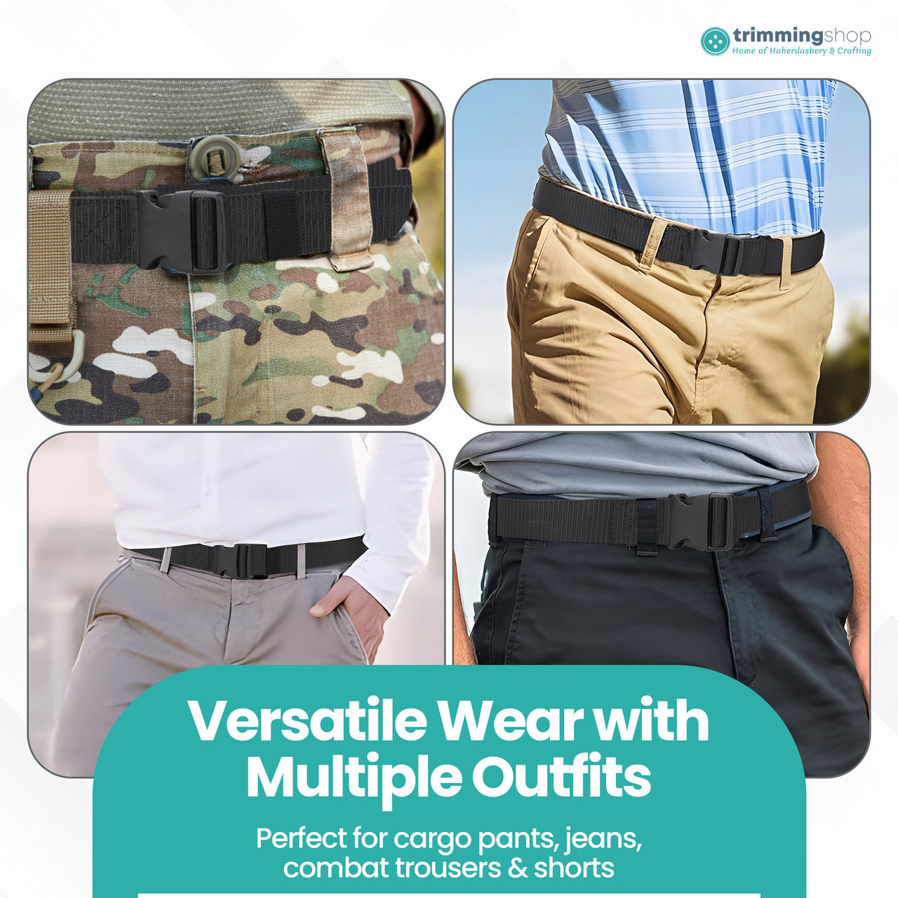 Webbing Canvas Belt with Plastic Clip Buckle - Navy