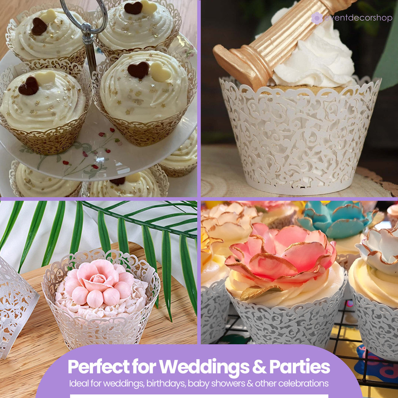 25x Laser Cut Cupcake Wrappers - White