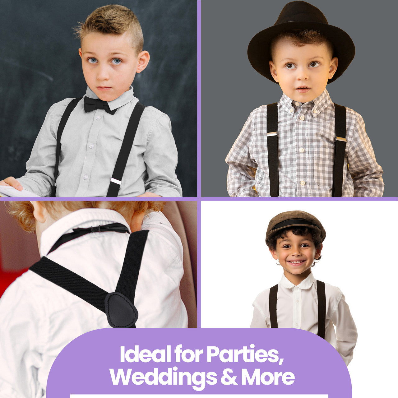 Kids Braces with Bow Tie - 25mm - Brown
