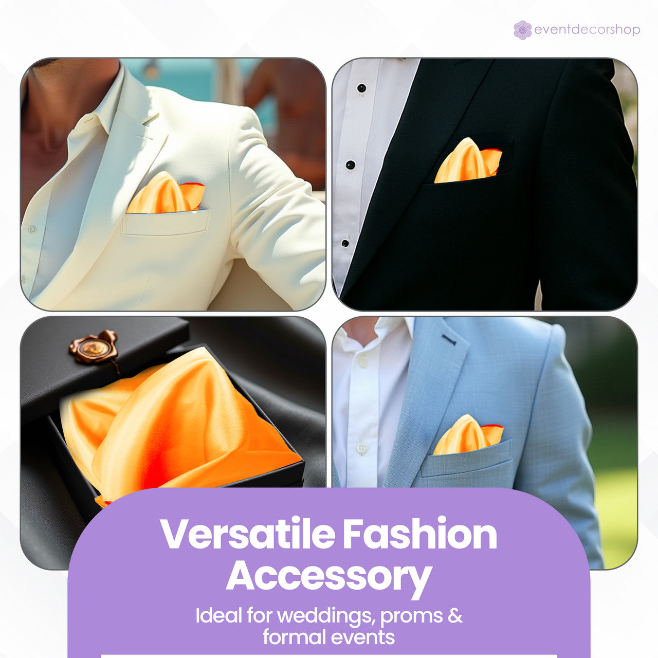 Pocket Square Handkerchief - Orange